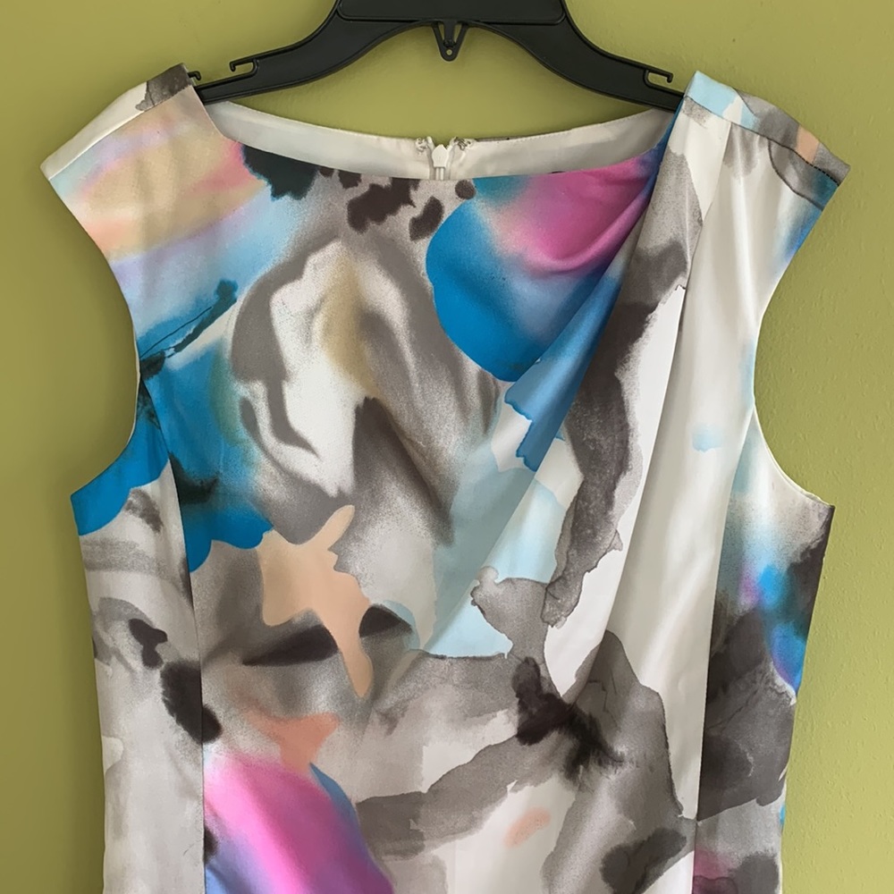 Ann Taylor satin watercolor sheath dress. Fully lined. - Picture 2 of 3